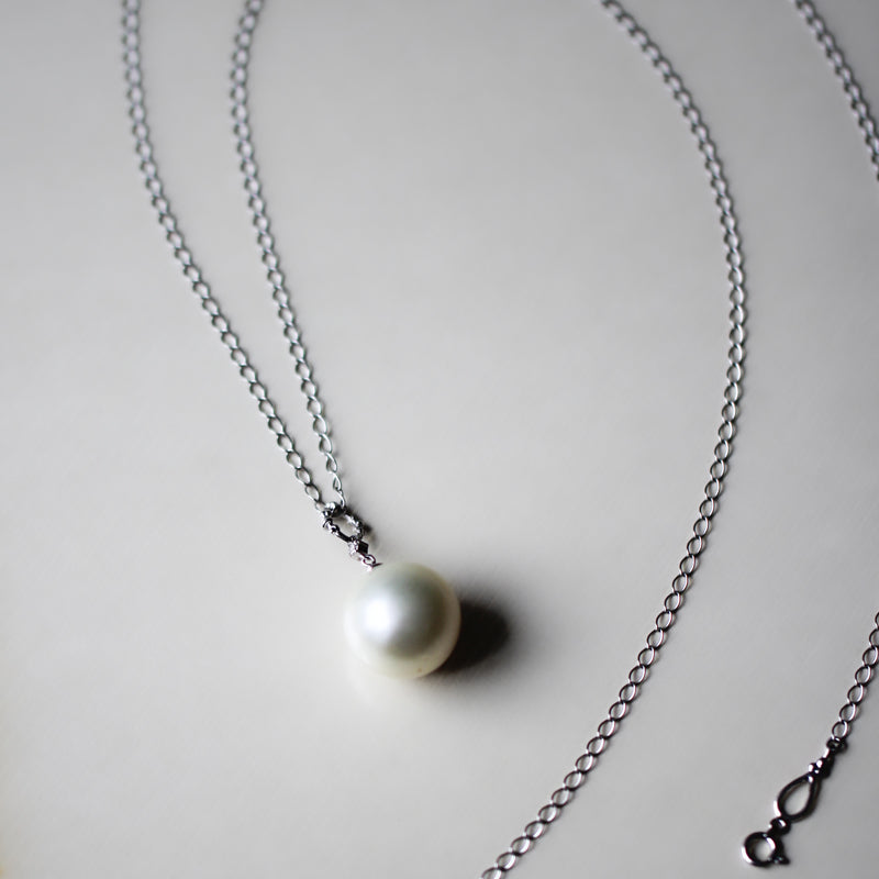 15mm 白蝶パール チェーンネックレス
