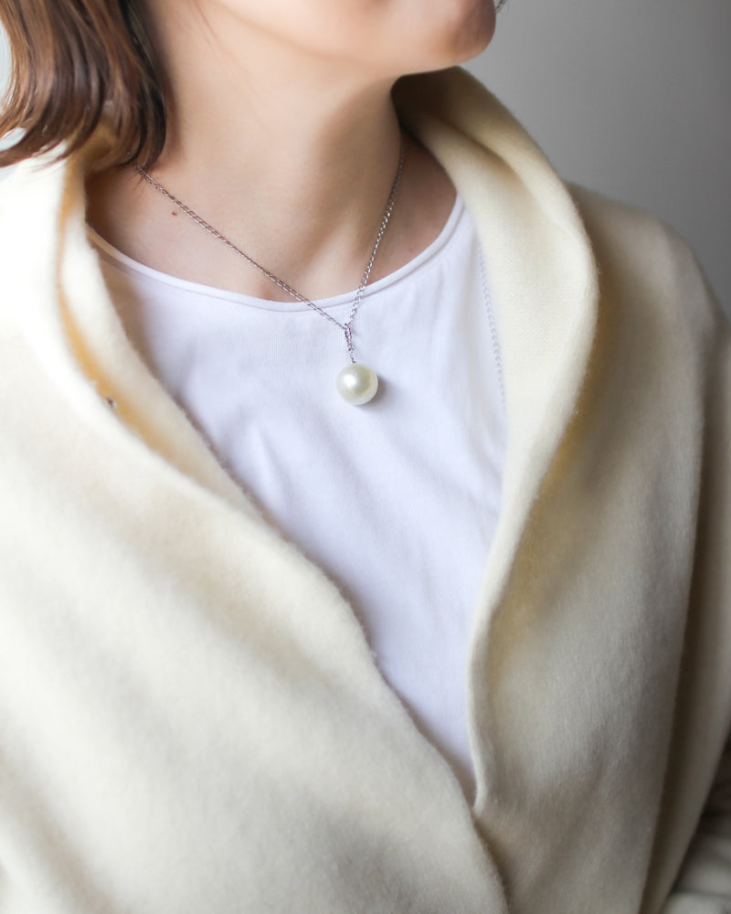 15mm 白蝶パール チェーンネックレス