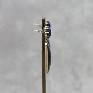 ブルーサファイア × スモーキーピンクサファイア　ピアス