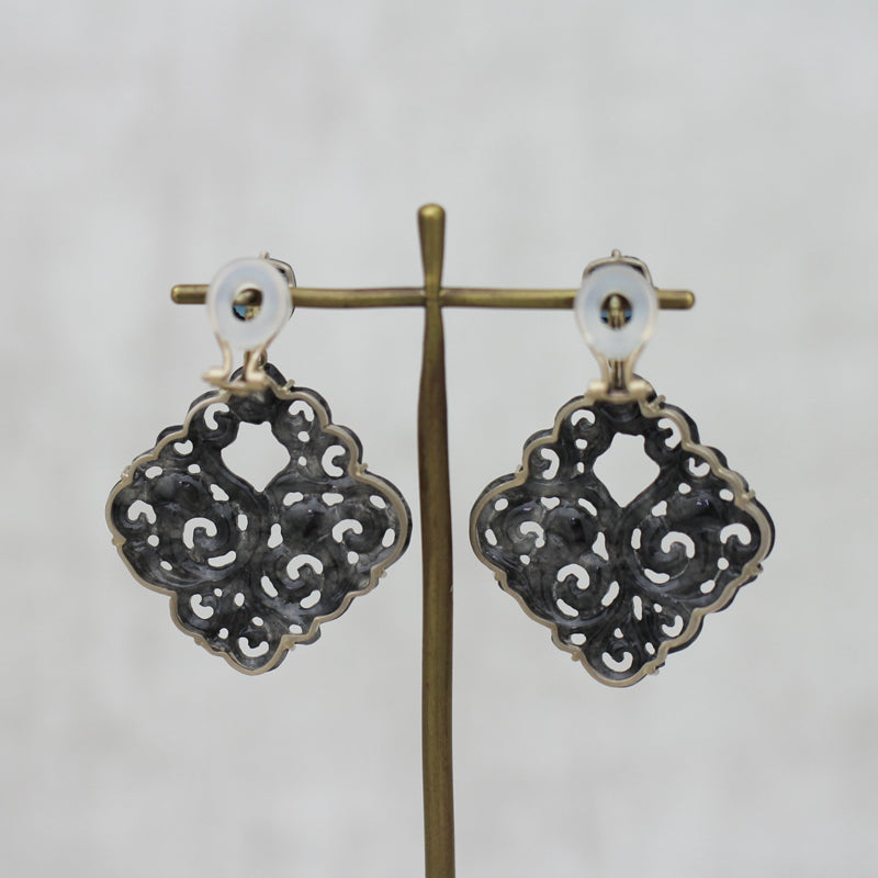 黒翡翠 × ロンドンブルートパーズ ピアス