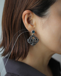 黒翡翠 × ロンドンブルートパーズ ピアス
