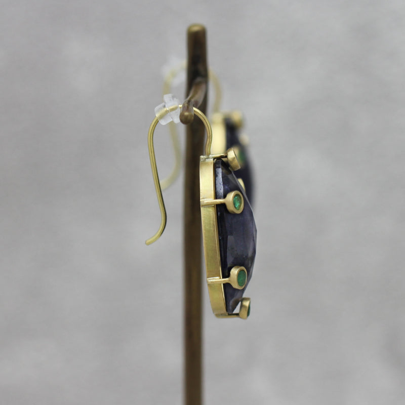 サファイア × エメラルド　ショートフックピアス