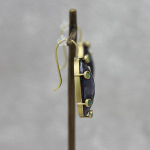 サファイア × エメラルド　ショートフックピアス