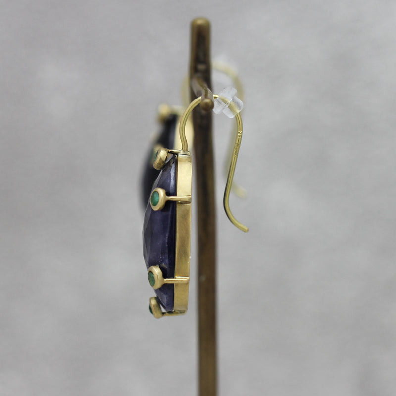 サファイア × エメラルド　ショートフックピアス