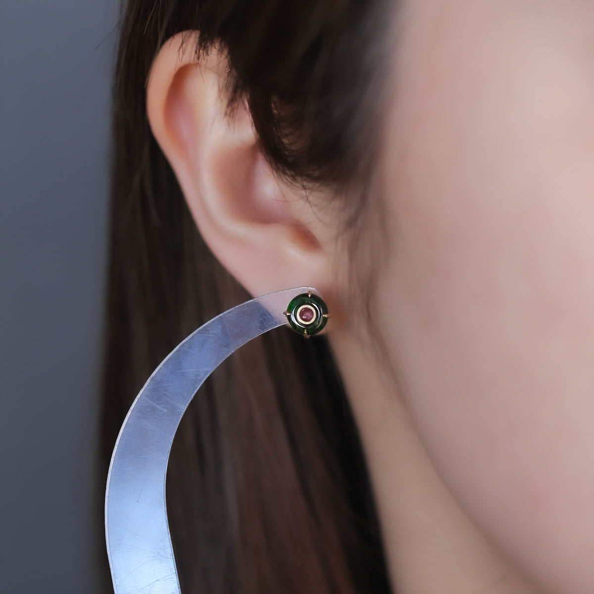 翡翠 × ルビー スタッドピアス（Ssize）