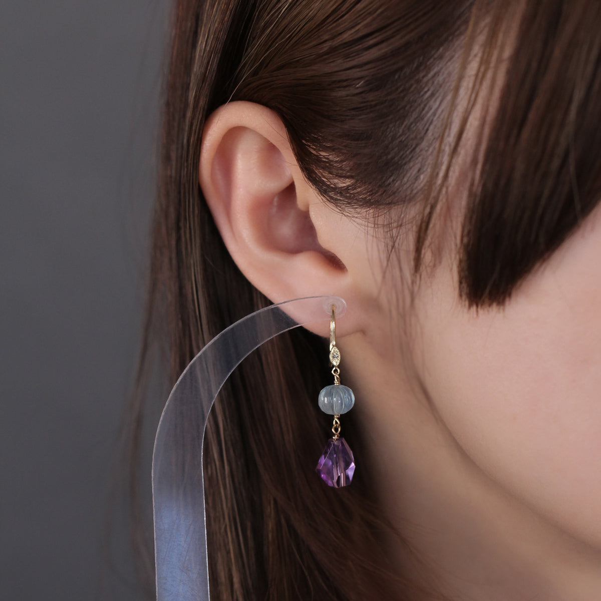 アメシスト×アクアマリン　フックピアス