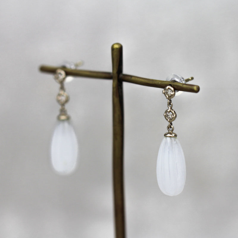 白翡翠×ダイヤモンド ピアス