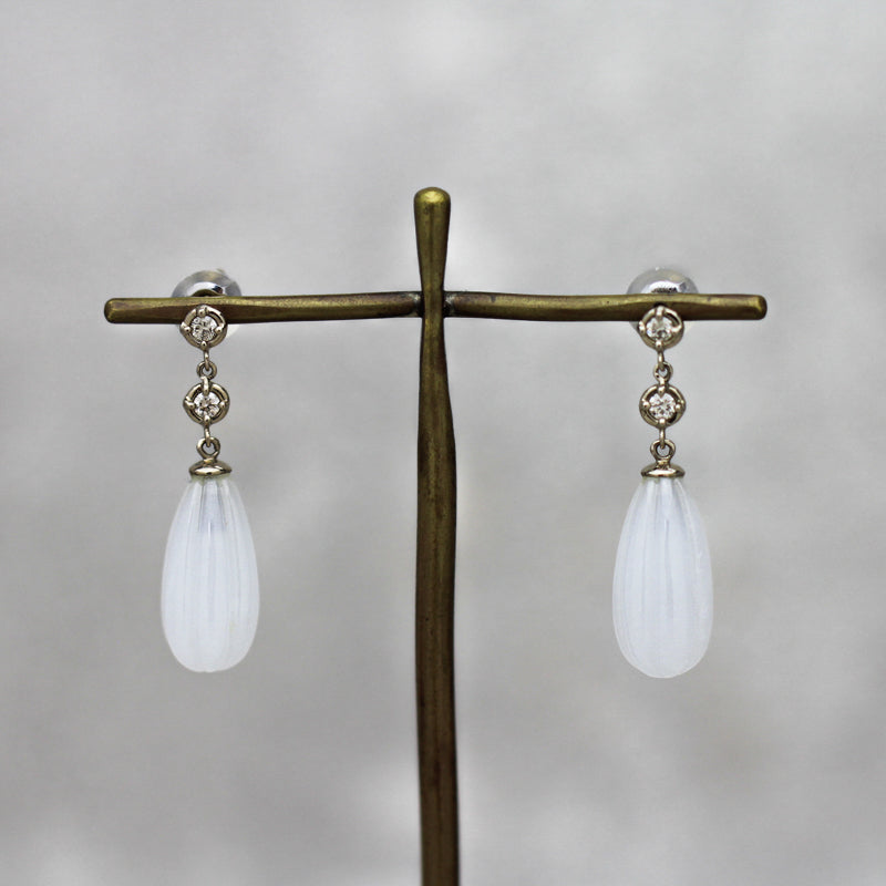 白翡翠×ダイヤモンド ピアス
