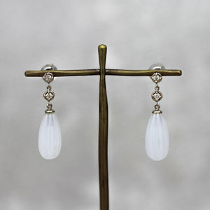 白翡翠×ダイヤモンド ピアス