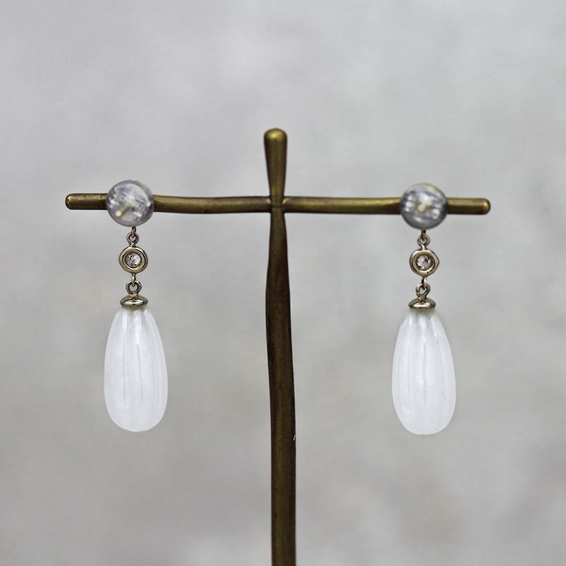 白翡翠×ダイヤモンド ピアス