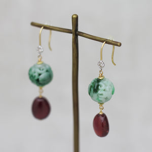 翡翠 × ルビー フックピアス