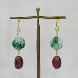 翡翠 × ルビー フックピアス