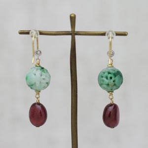 翡翠 × ルビー フックピアス