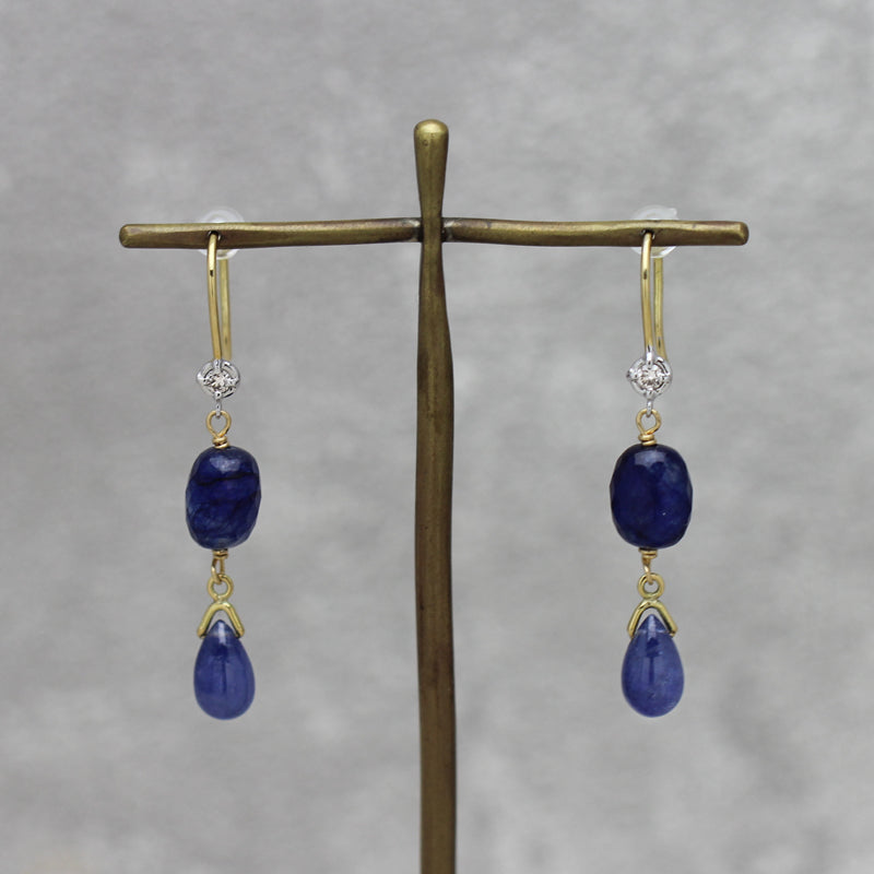 サファイア × ダイヤモンド　フックピアス