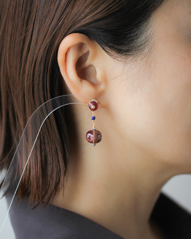 トルマリン × ルビー ピアス