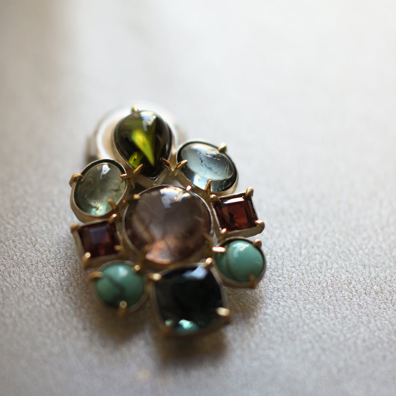 トルマリン × ロンドンブルートパーズ ブローチ