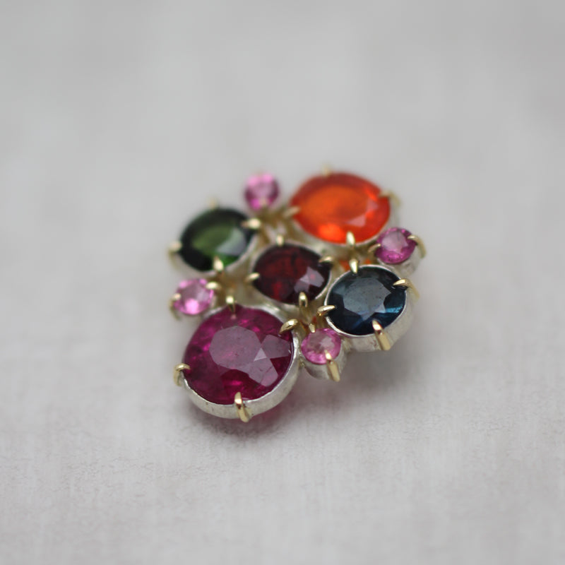 トルマリン × ファイアオパール ブローチ