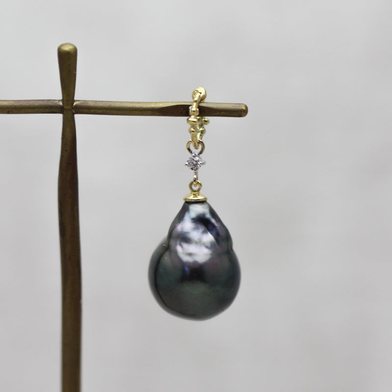 13mm 黒蝶バロックパール ペンダントトップ